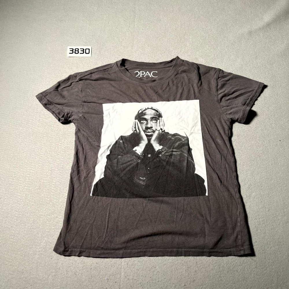 2Pac‎ Tupac Shakur T Shirt Mens Small Gray Graphic Cotton Short Sleeve Pullover